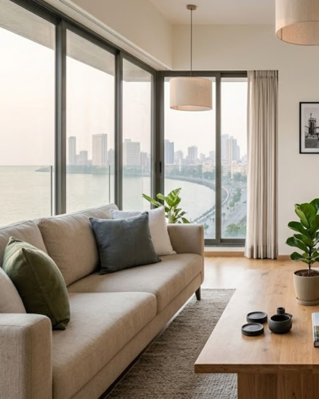 Clean managed Mumbai apartment living room